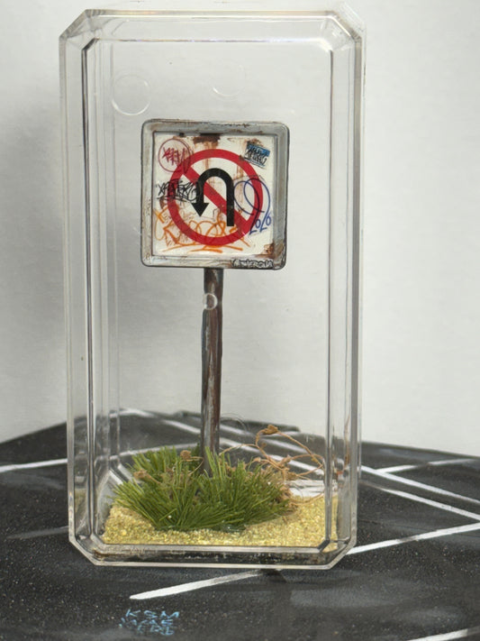 Mini Graffiti No U-Turn Street Sign