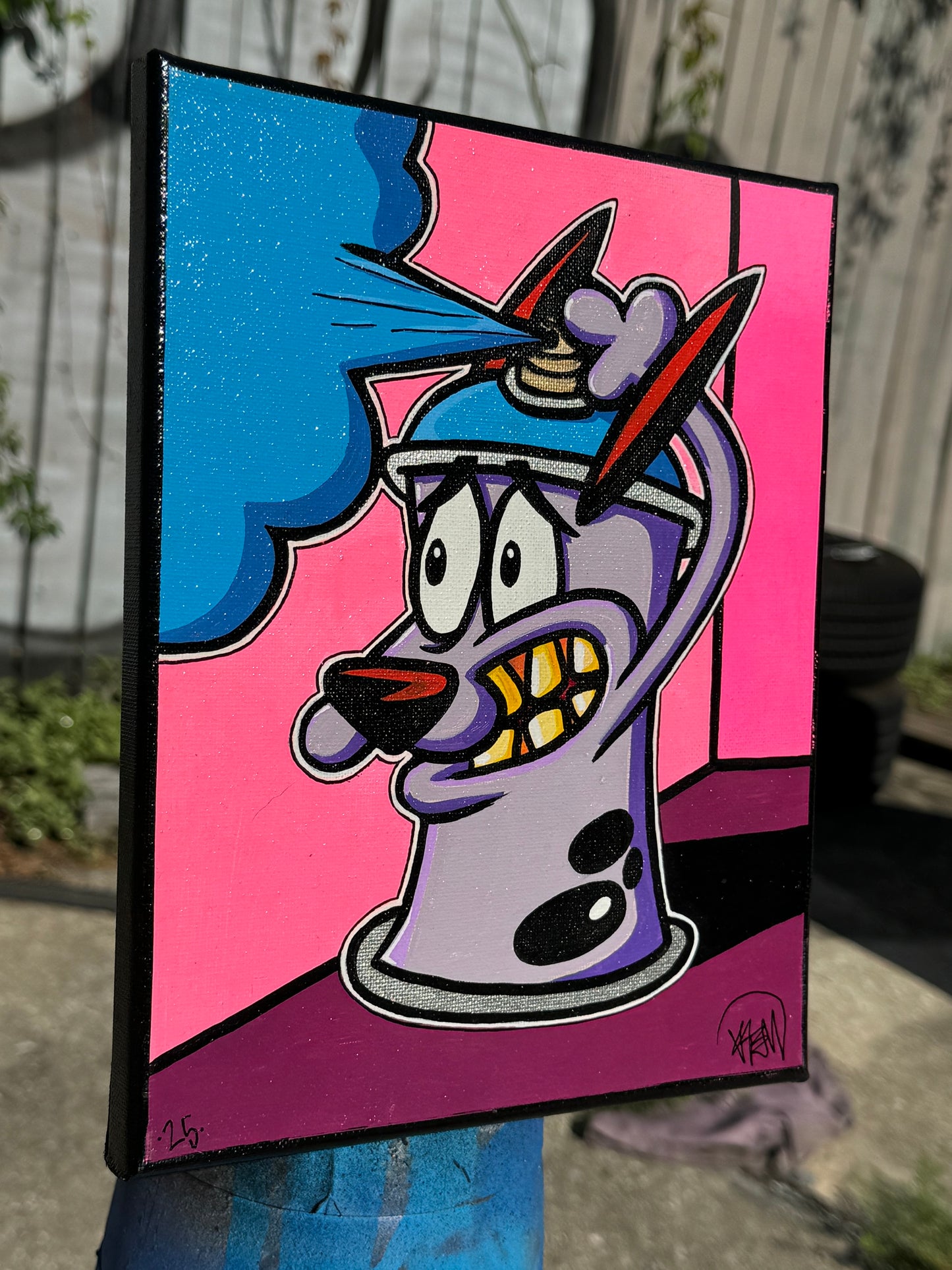 Courage The Cowardly Dog Cantoon Canvas 8x10”