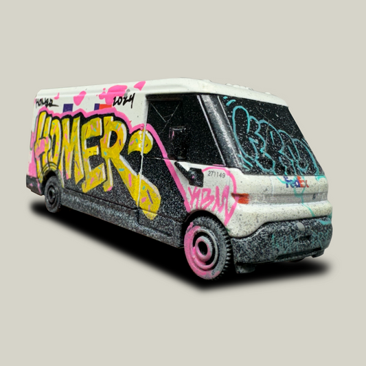Homer Simpson FedEx Graffiti Delivery Van Matchbox (1 of 1)