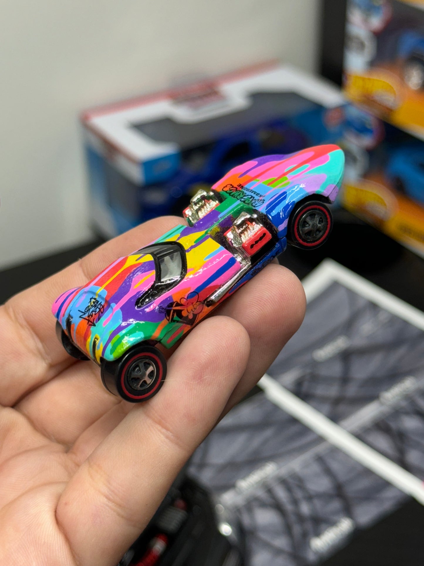 Rainbow Drip Vintage Twin Mill Hot Wheel (1 of 1)