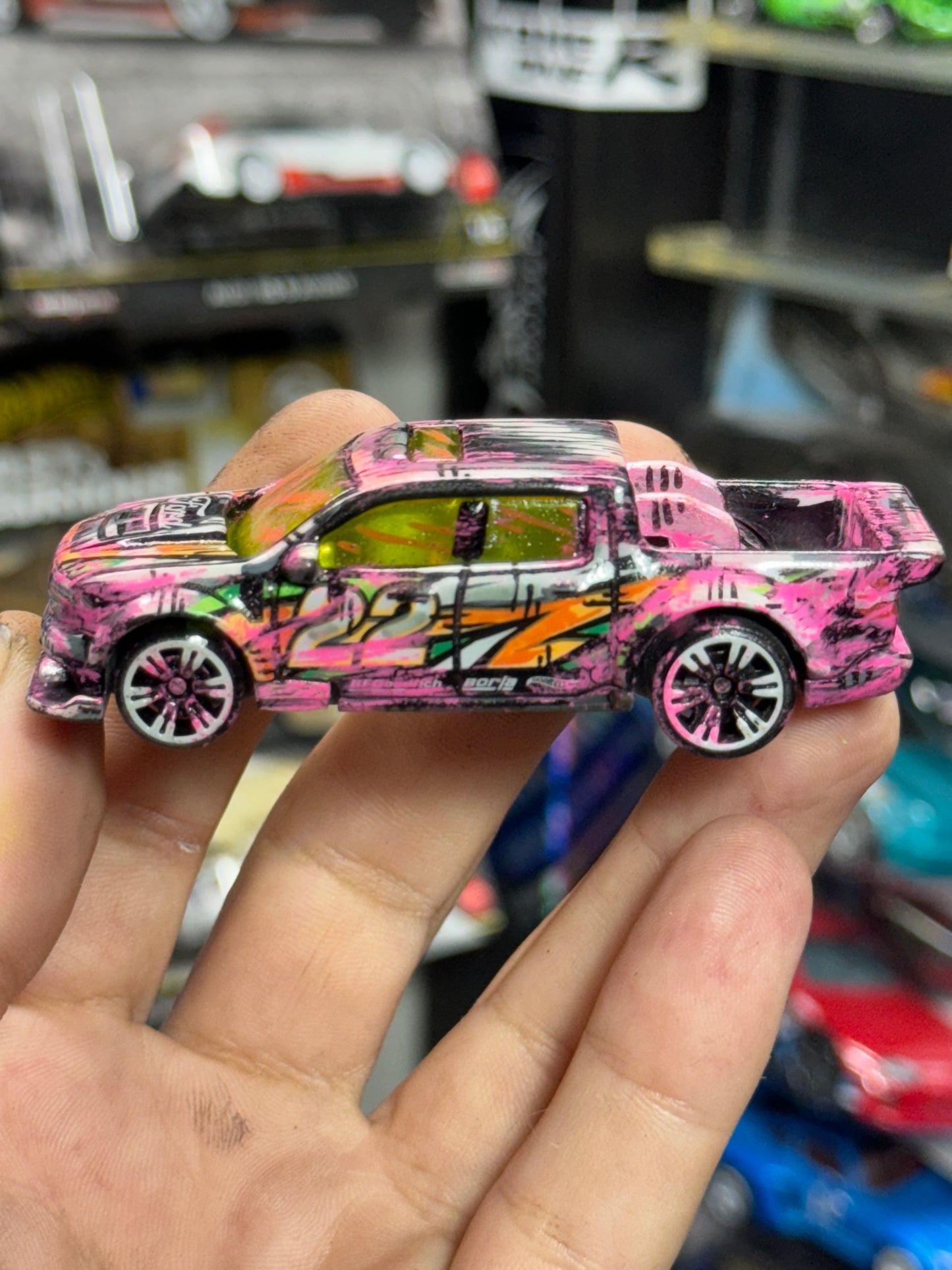 Neon Weathered Manga Hot Wheels Neon Speeders Ford Maverick Truck (1 of 1)