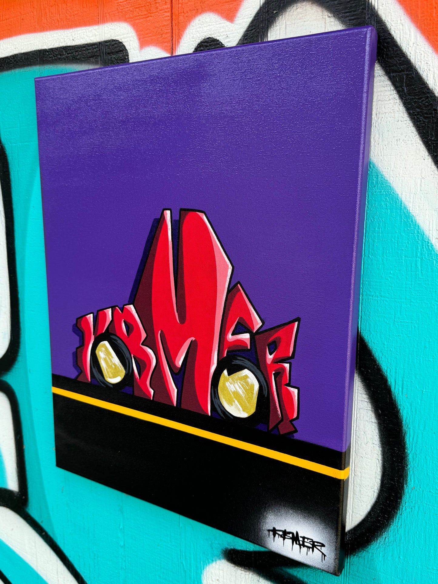 Kbmer Graffiti Tooned Car 16x20 Canvas