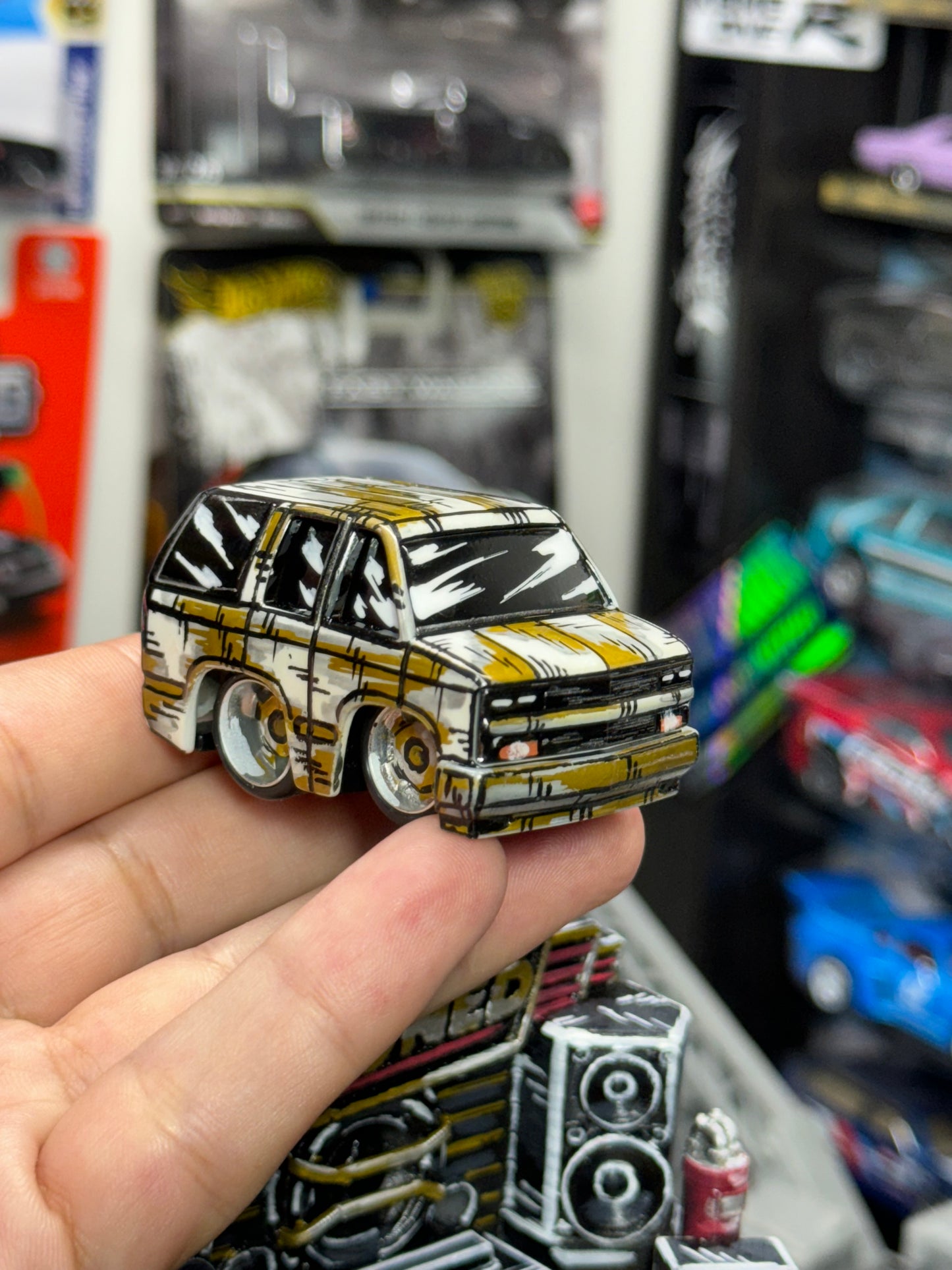 Manga Car Tuned Chevy Suburban W/  Custom Painted 3D Printed Display (1 of 1)