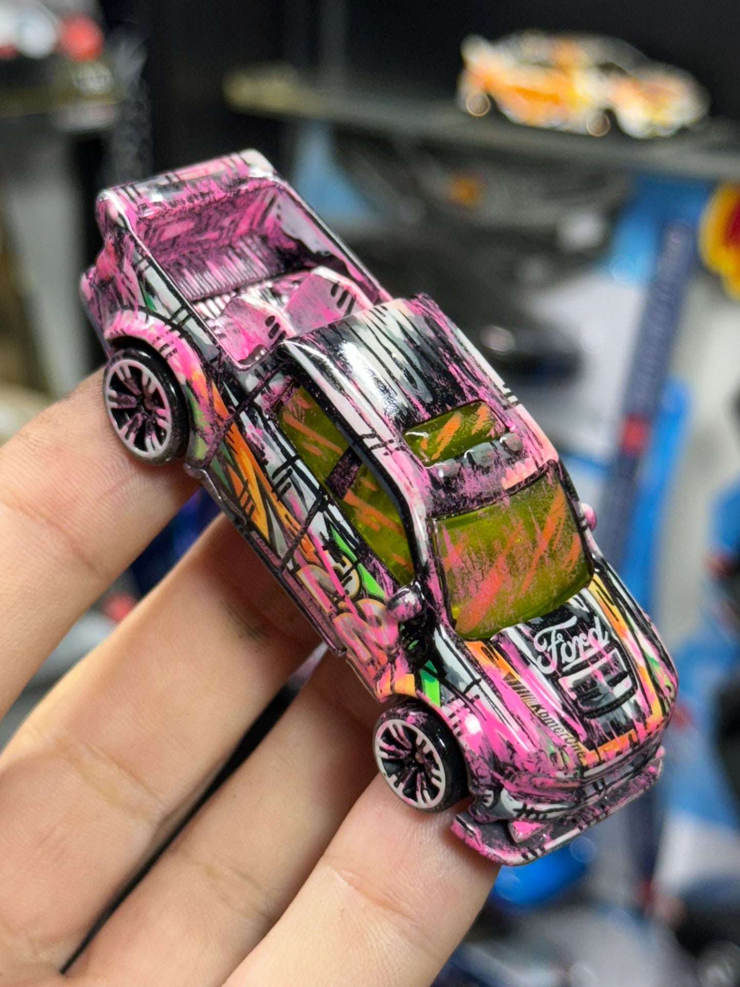 Neon Weathered Manga Hot Wheels Neon Speeders Ford Maverick Truck (1 of 1)