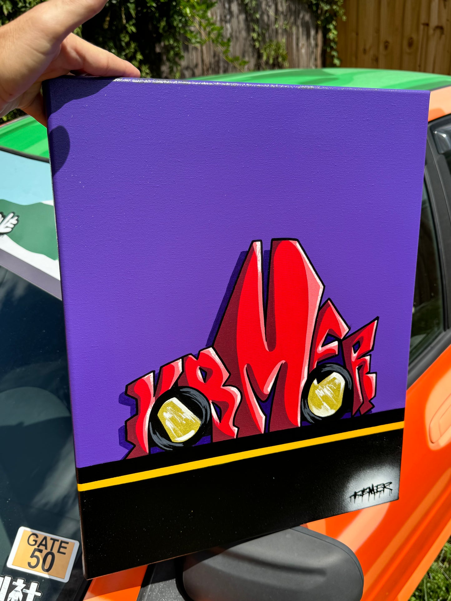 Kbmer Graffiti Tooned Car 16x20 Canvas