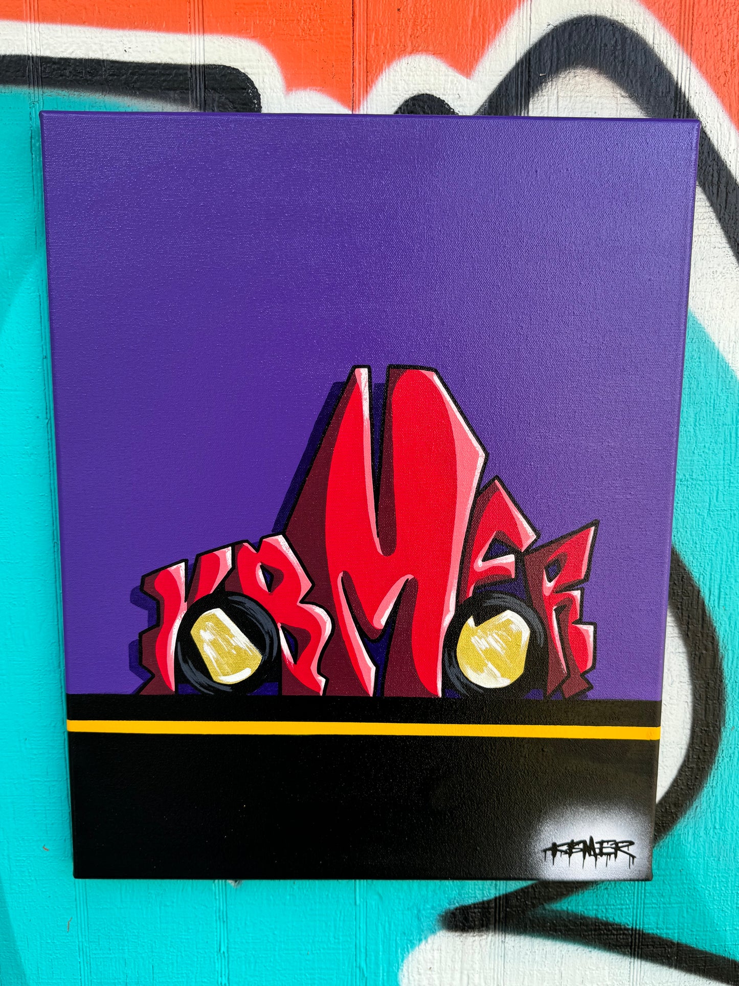 Kbmer Graffiti Tooned Car 16x20 Canvas