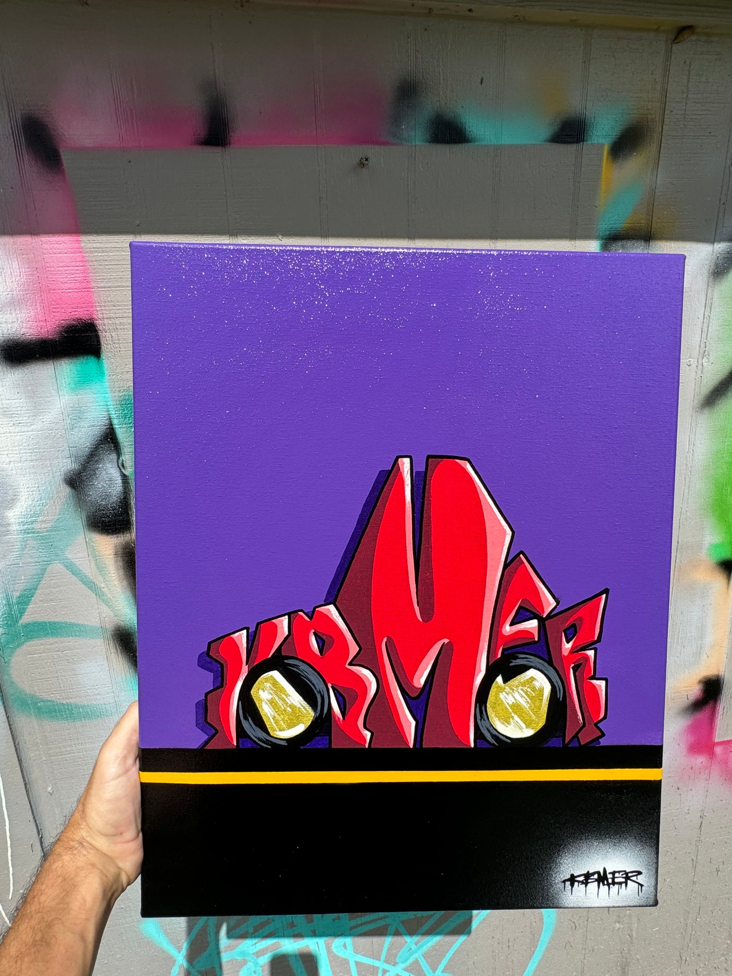 Kbmer Graffiti Tooned Car 16x20 Canvas