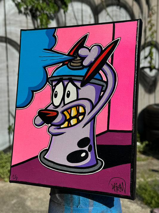 Courage The Cowardly Dog Cantoon Canvas 8x10”