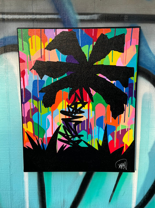 KBMER Rainbow Drip Palm Tree Canvas