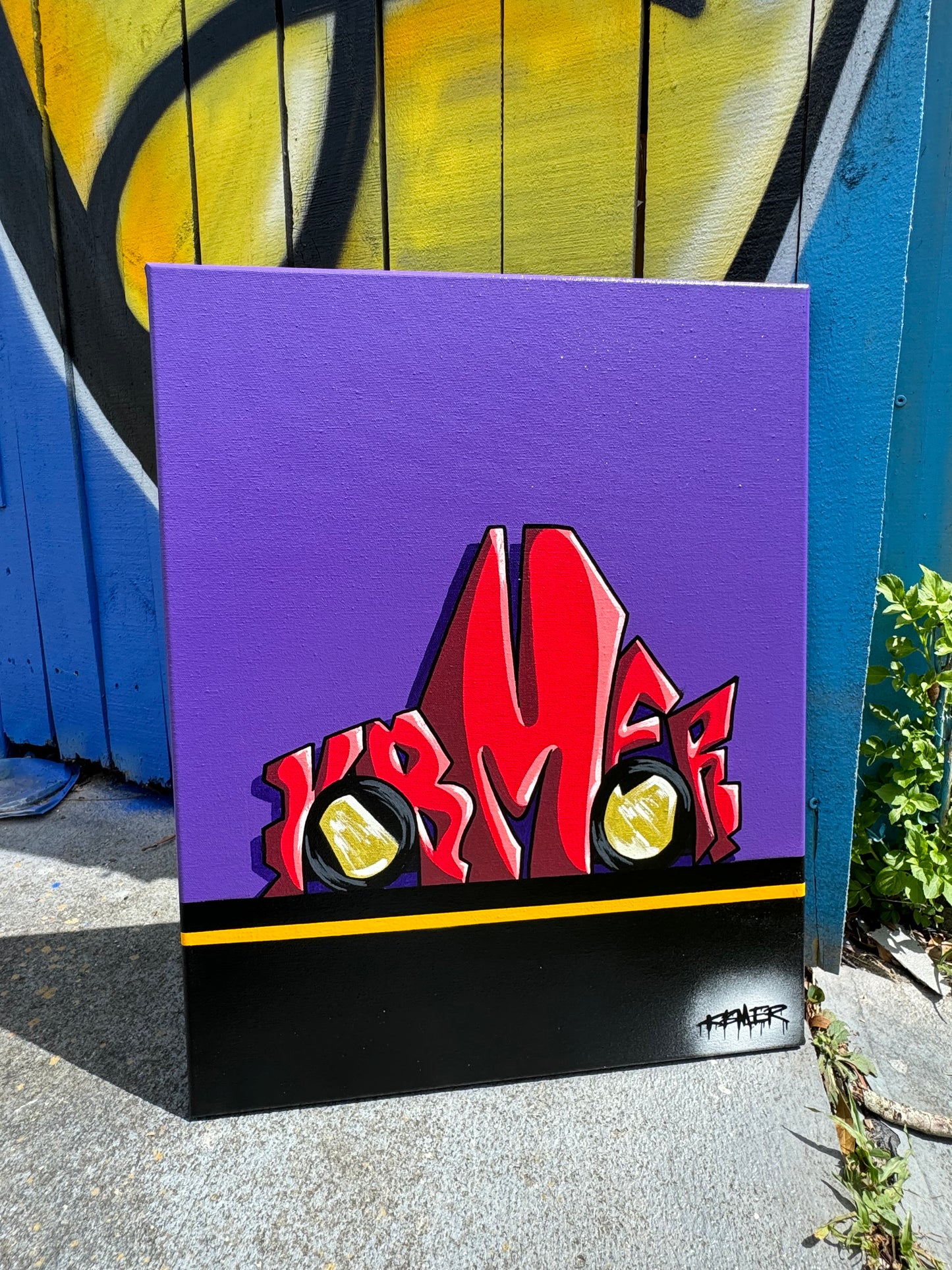Kbmer Graffiti Tooned Car 16x20 Canvas